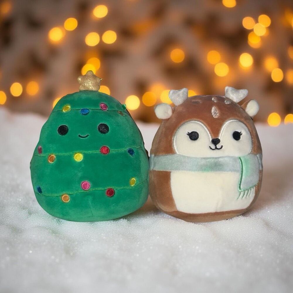 Holiday Dawn the Fawn Deer & Carol Christmas Tree Holiday Plush Sparkle 4-5” P43